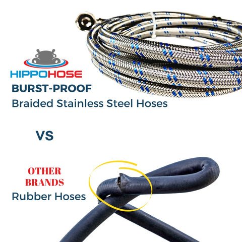 Hippohose stainless steel 304 construction ensures durability.