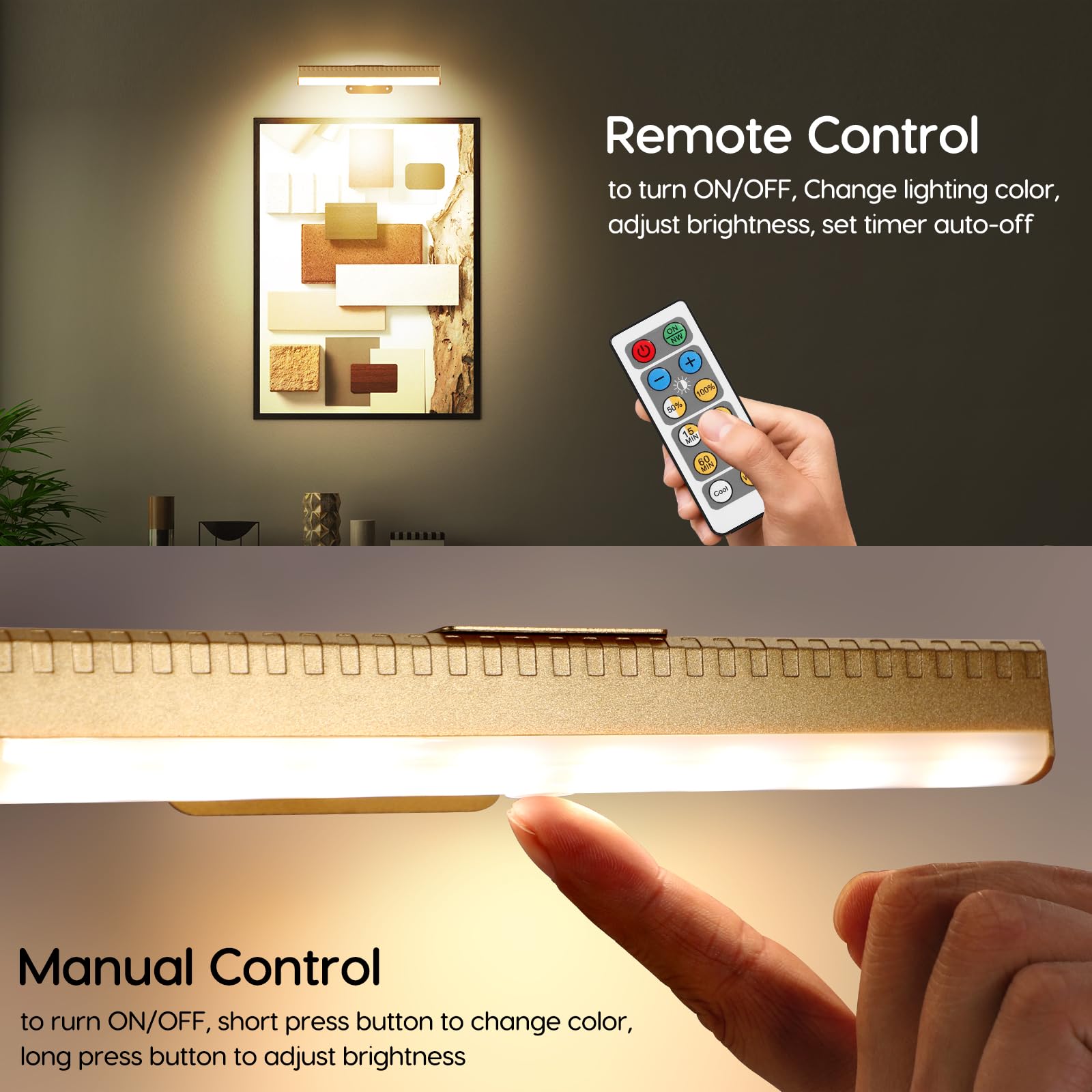HIPTOKING art display light showing warm natural and cool white options