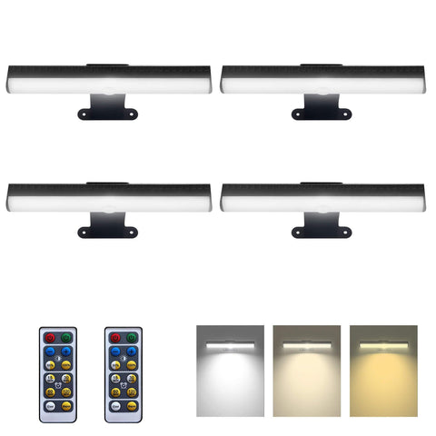 HIPTOKING battery-powered picture light with remote on wall above artwork.