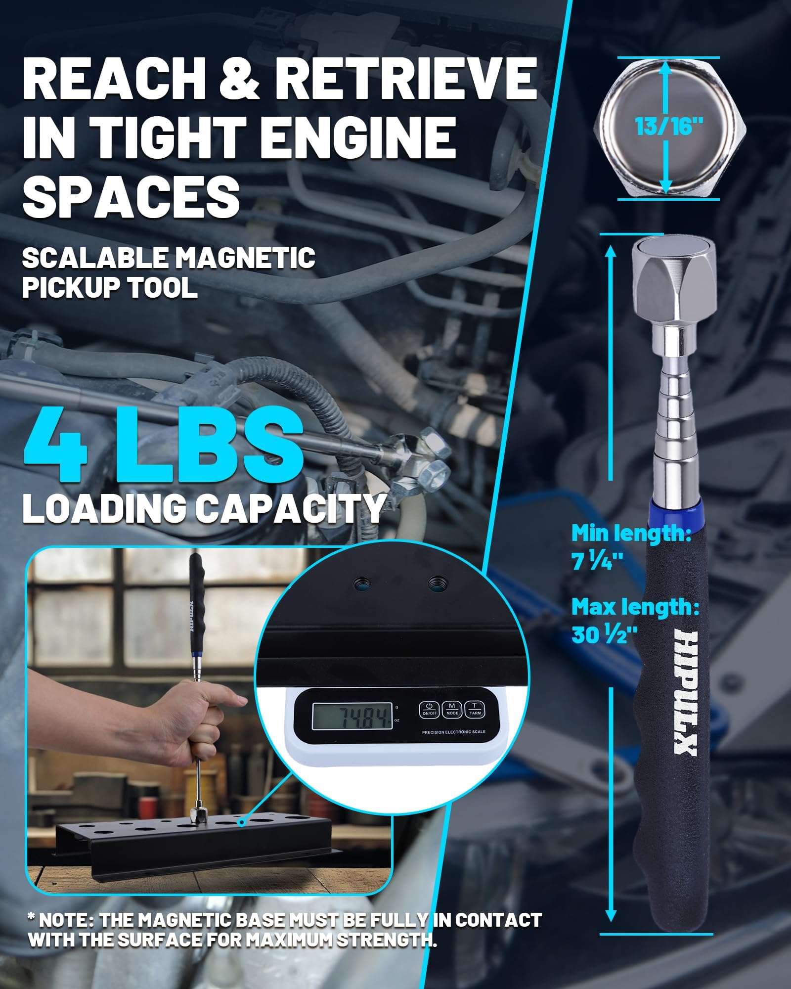 HIPULX heavy-duty magnetic wristband on 1680D fabric holding fasteners