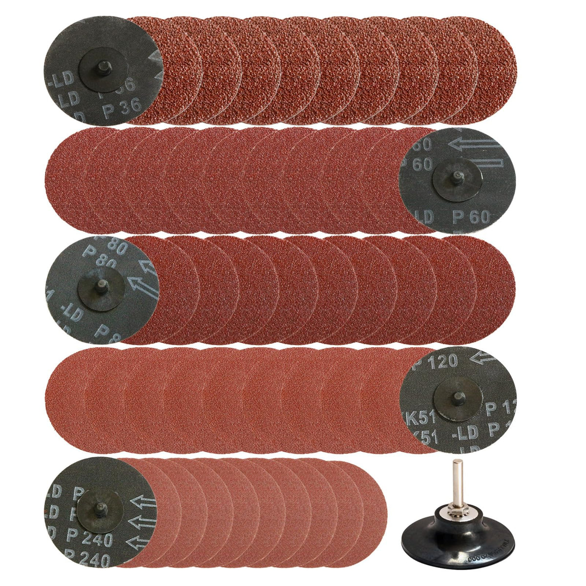Hiqalty sanding discs with roll-lock for quick, secure changes.