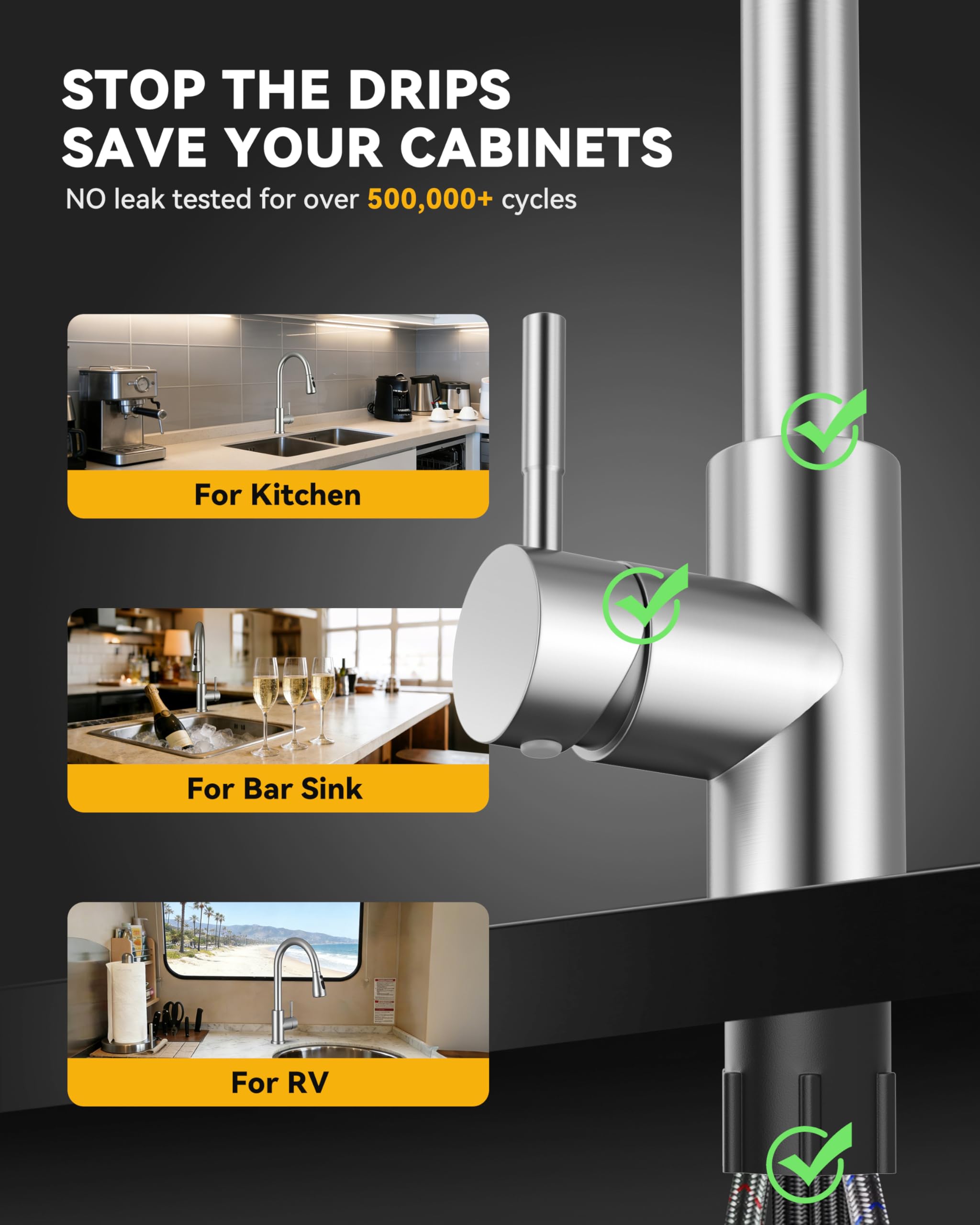 Hiqufet high-arc-spout delivers ample clearance for pots and pans
