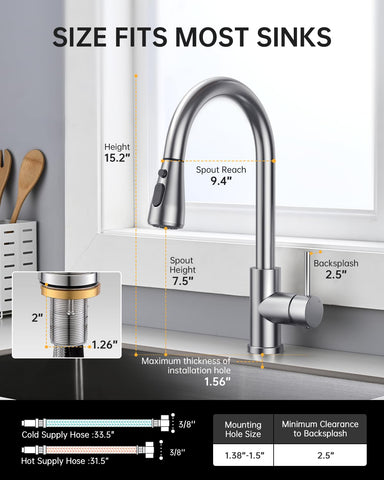 Hiqufet compatibility with various sinks ensures versatile kitchen fit.
