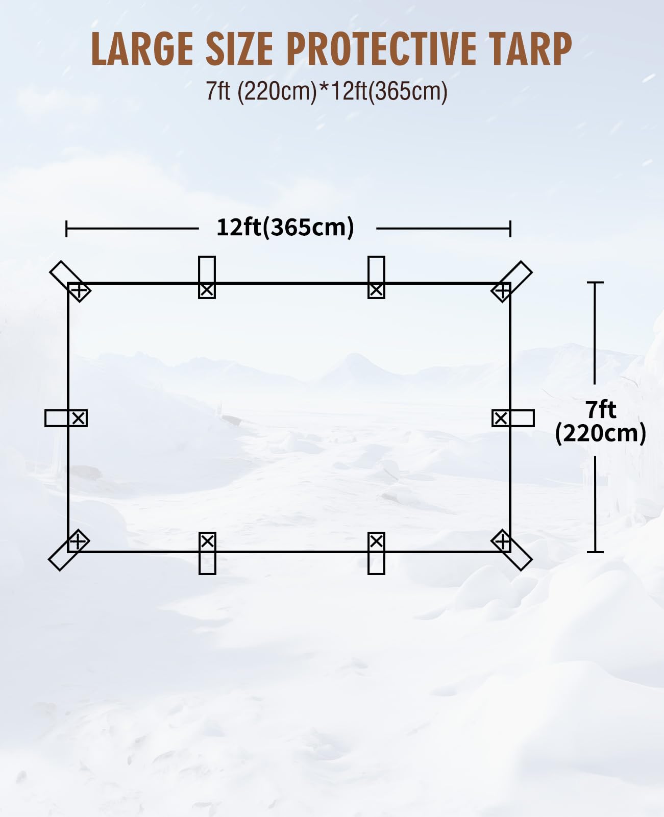 HIRALIY tarp with reinforced webbing loops for secure tie-downs.