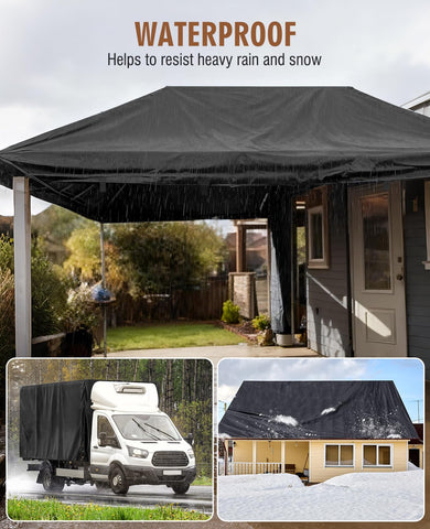 HIRALIY tarp with double-stitched loops ensures stable securing.