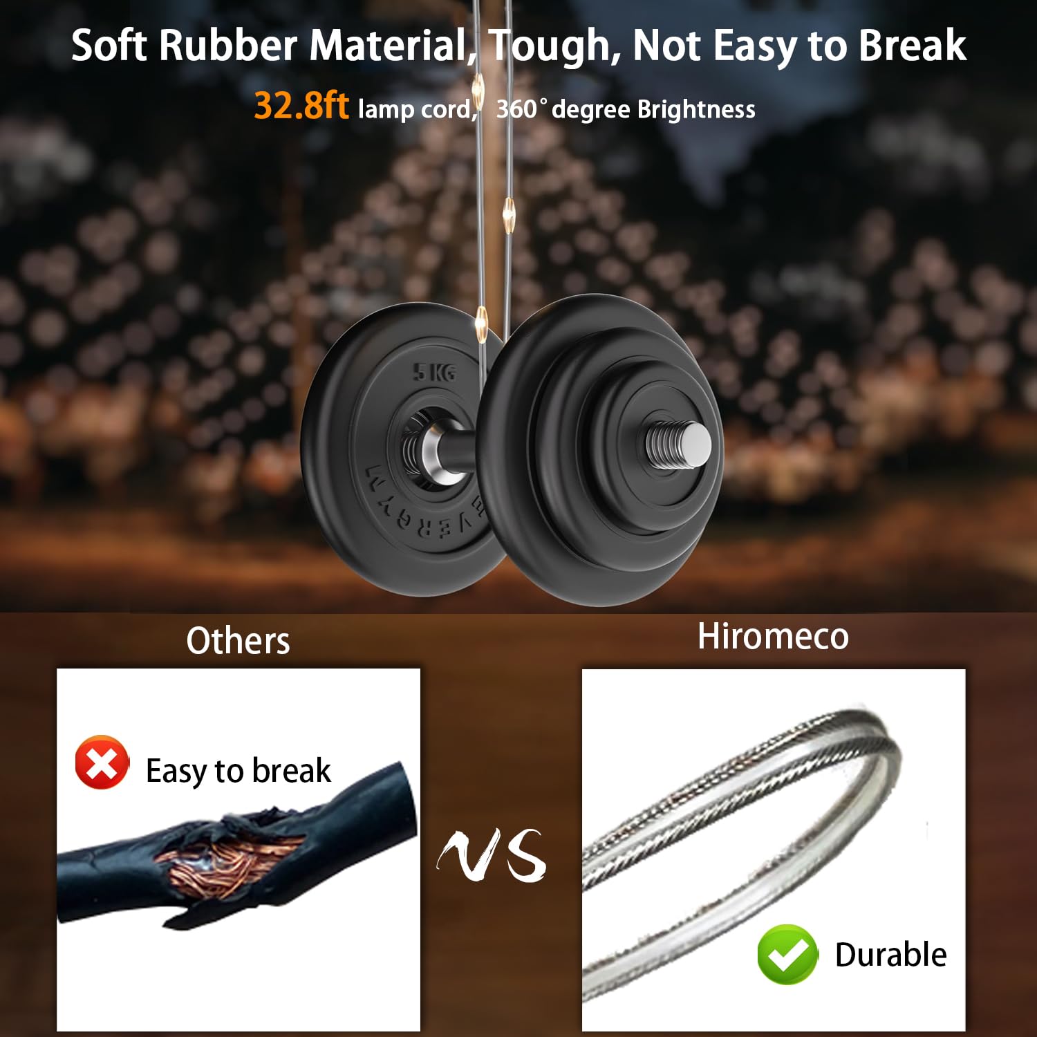 Hiromeco Camping Lights String fits easily in a backpack