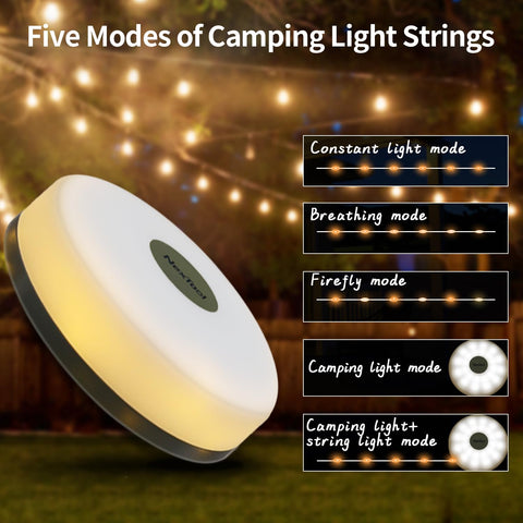 Hiromeco Camping Lights String full length reaches 32.8ft for wide tent illumination