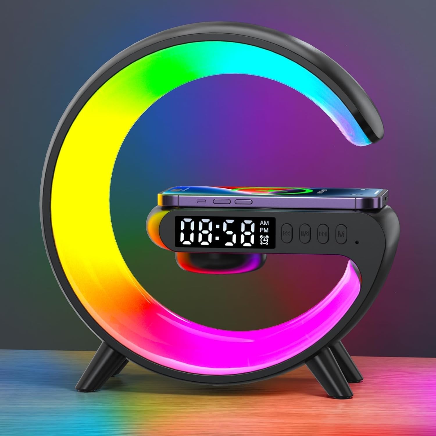 Hirsionsan smart mini table lamp with wireless charger, decluttering your nightstand