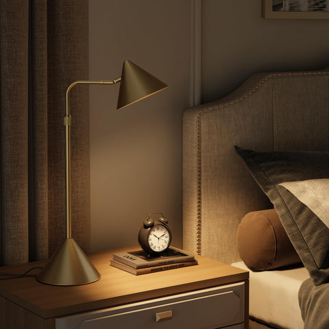 HISEEGO gold desk lamp in an office scene ready for work and study