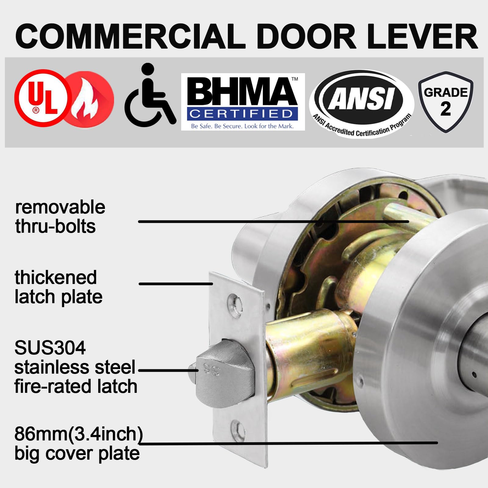 HISAFE 70mm backset latch provides reliable fit on standard doors