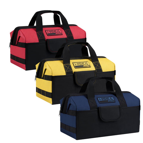 HISEA 3-pack tool bags with side pockets for organized gear on site.