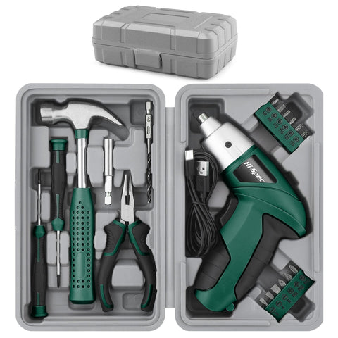 Hi-Spec 3.6V cordless screwdriver in hand for quick assembly tasks