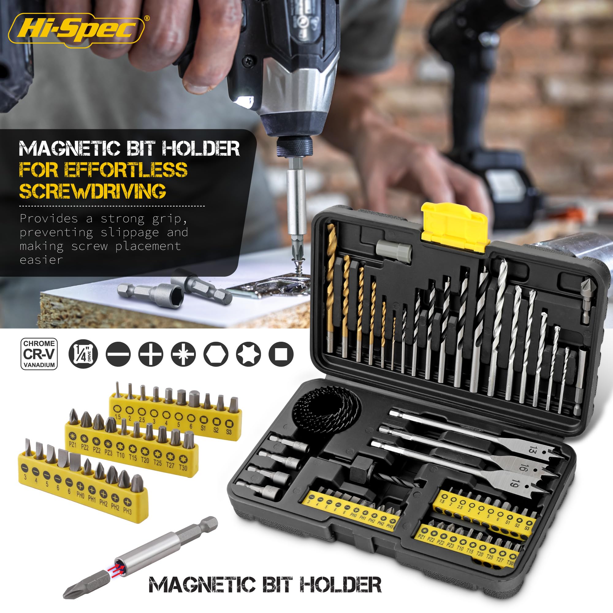 Hi-Spec hole saw set for clean larger-diameter cuts