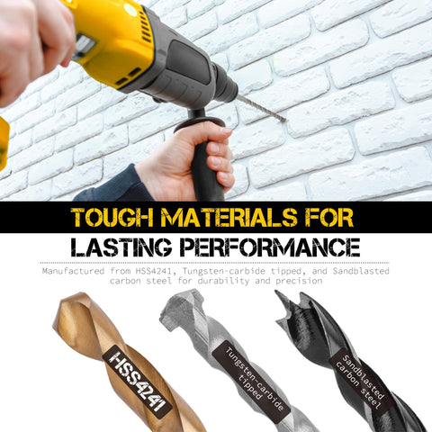 Hi-Spec masonry and brad-point bits for brick and wood projects