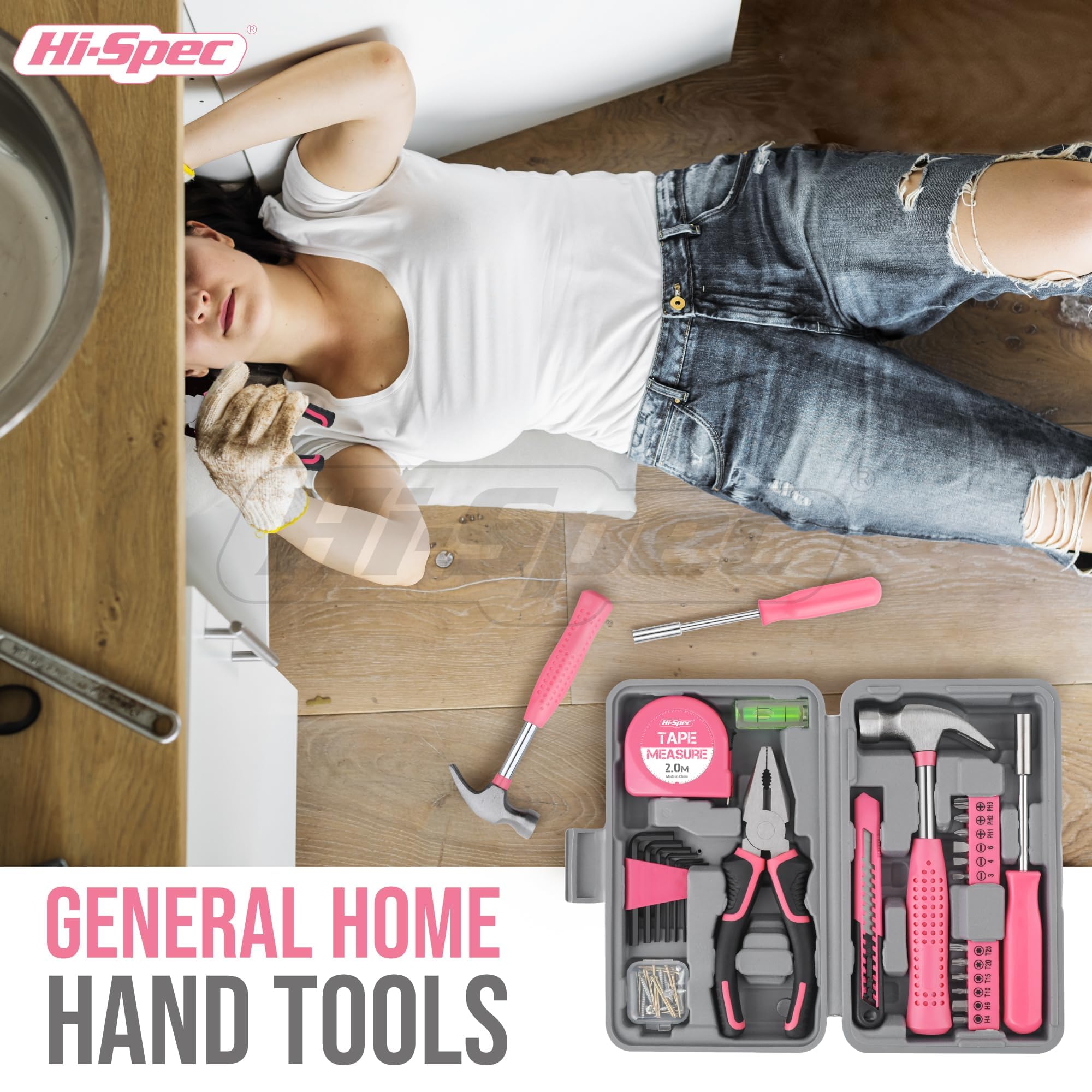 Hi-Spec pink mini claw hammer suitable for lightweight home repairs
