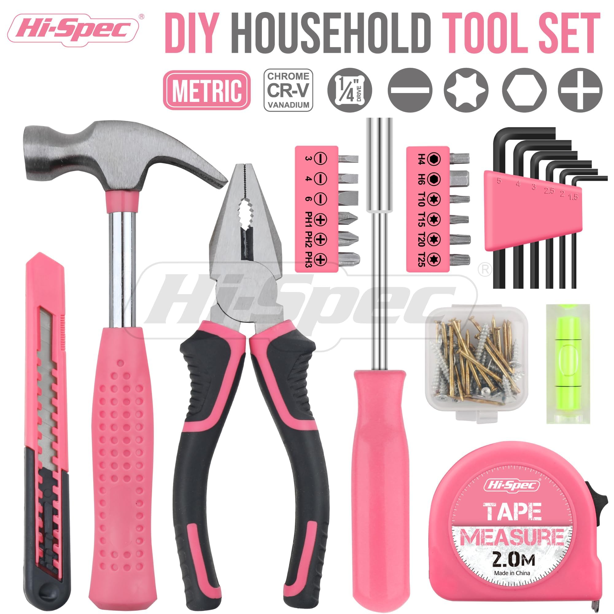 Hi-Spec pink pliers with soft grip for comfortable, precise gripping