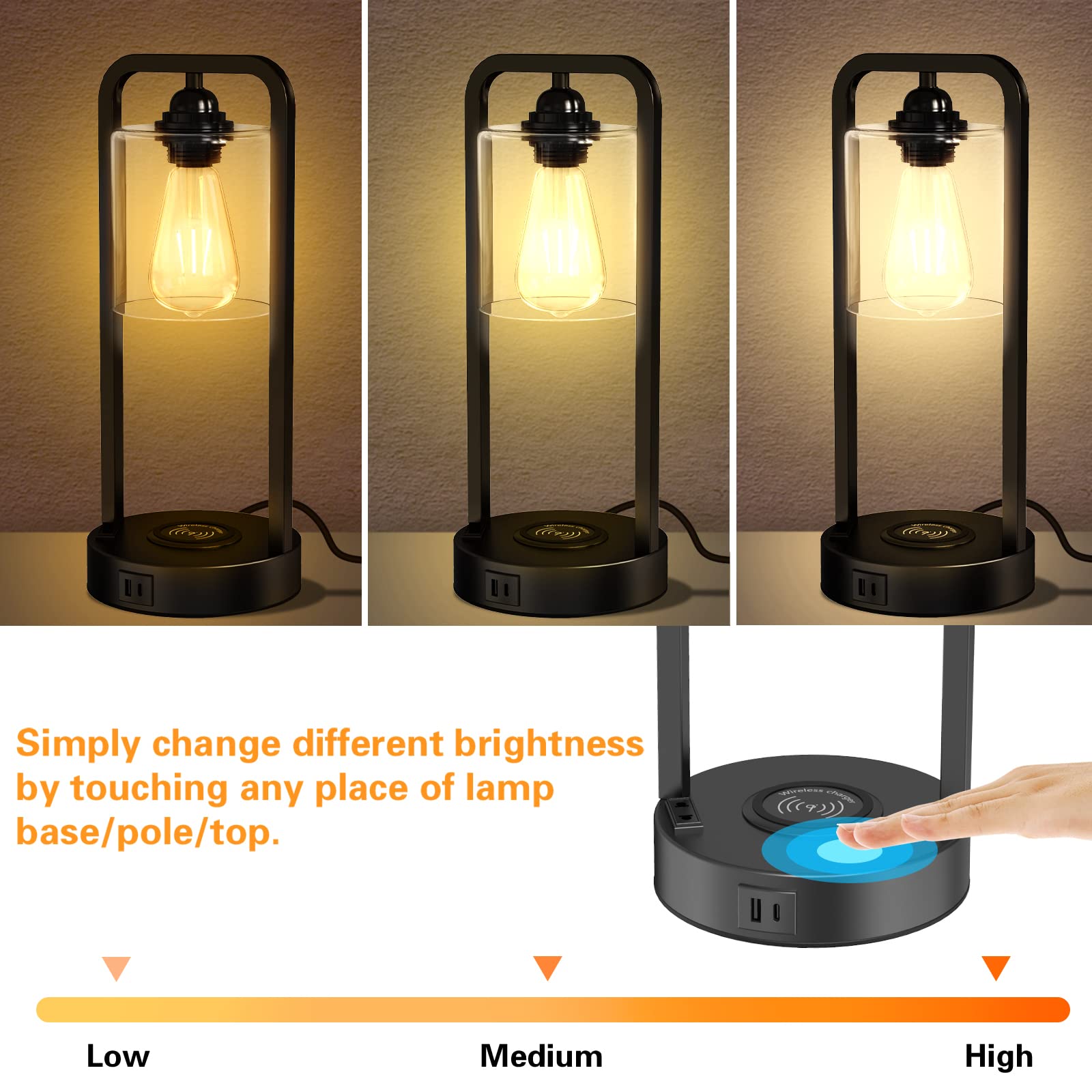 Hisweet touch-control dimmable lamp for easy brightness adjustment.