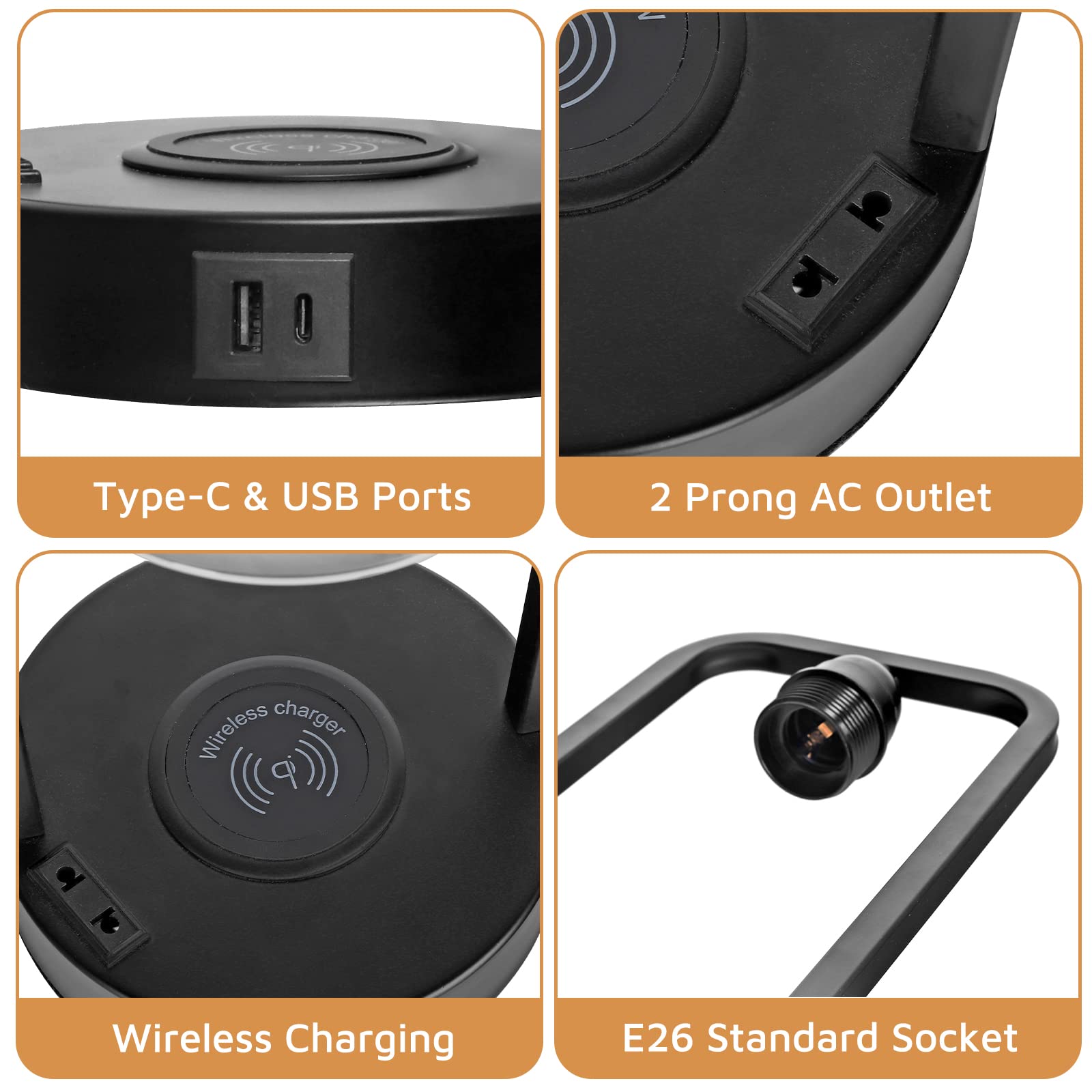 Hisweet lamp includes USB-C, USB-A and AC outlet for multiple devices.