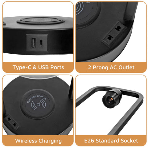 Hisweet lamp includes USB-C, USB-A and AC outlet for multiple devices.
