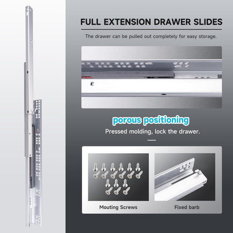 Hitess full-extension 21-inch slides extend for easy access