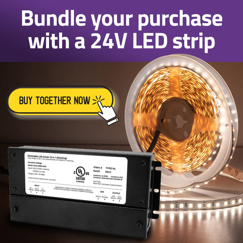 HitLights 24V dimmable driver for LED strip lighting applications.