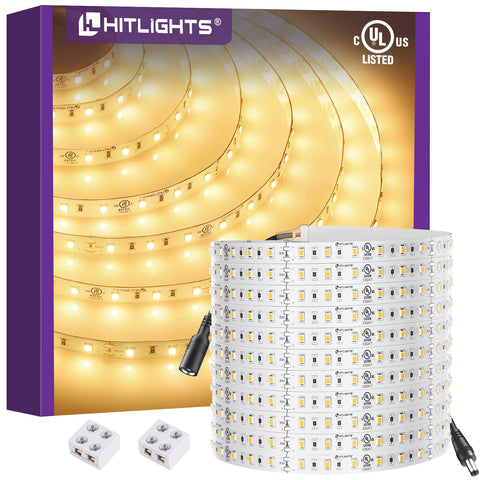 HitLights 24V LED strip in an 8m reel providing even warm white illumination for cabinets and shelves