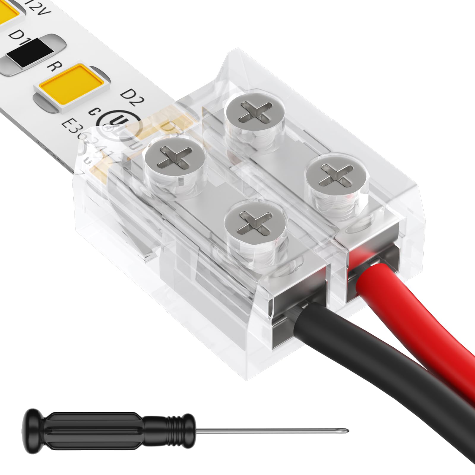 HitLights 2-pin transparent connector for easy LED tape connections.