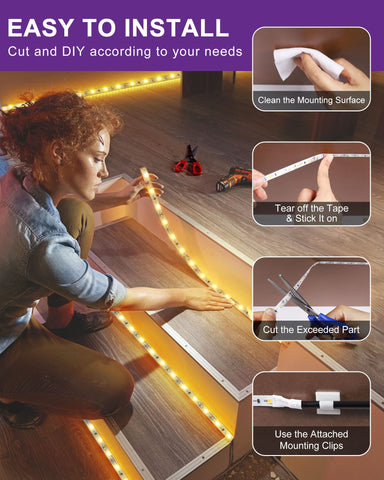 HitLights bedroom ambient lighting offers a soft, relaxing glow.