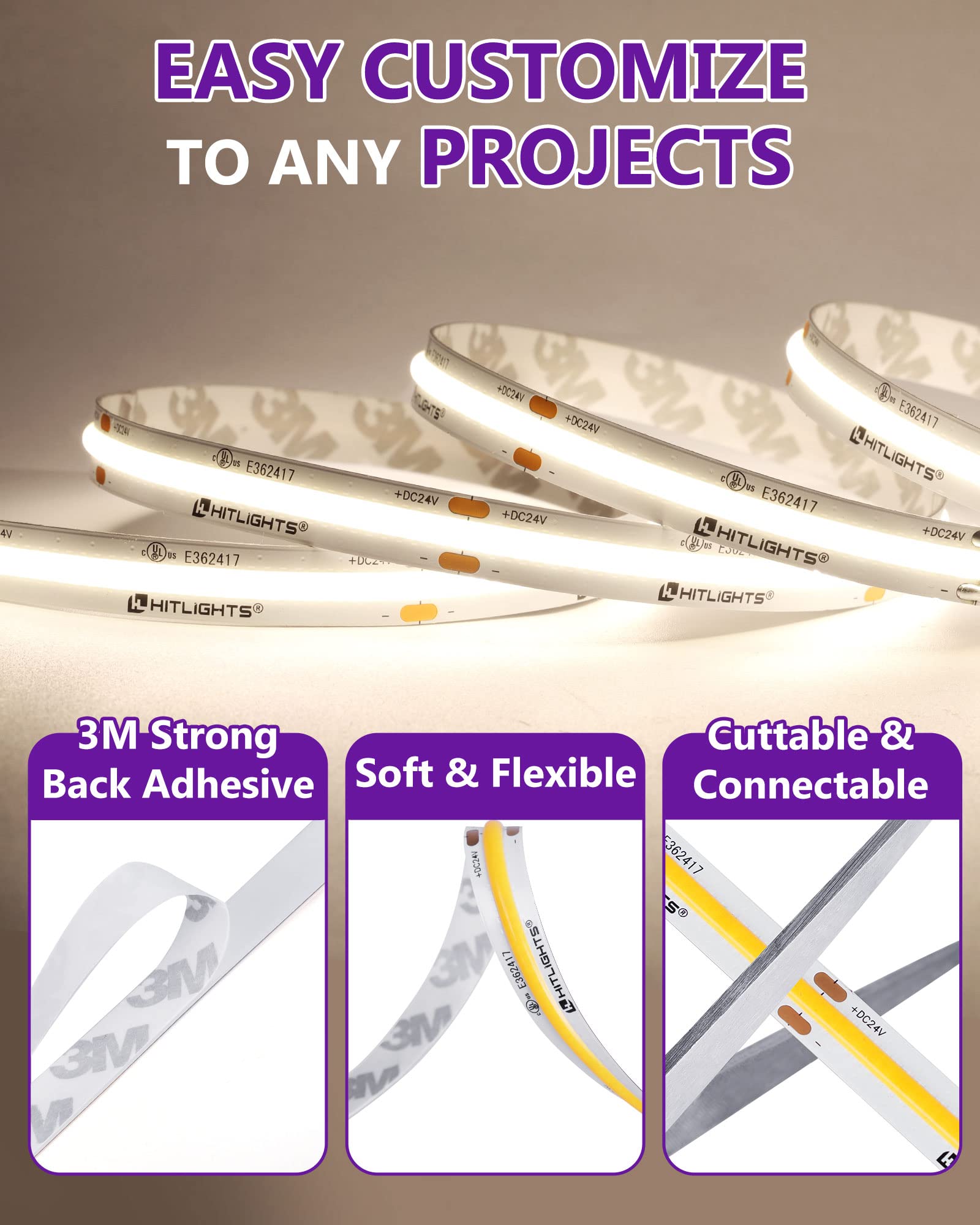 HitLights cuttable design lets you customize lighting layouts in any room.