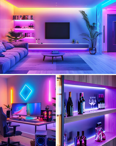 HitLights holiday decor ambient lighting enhances seasonal mood.