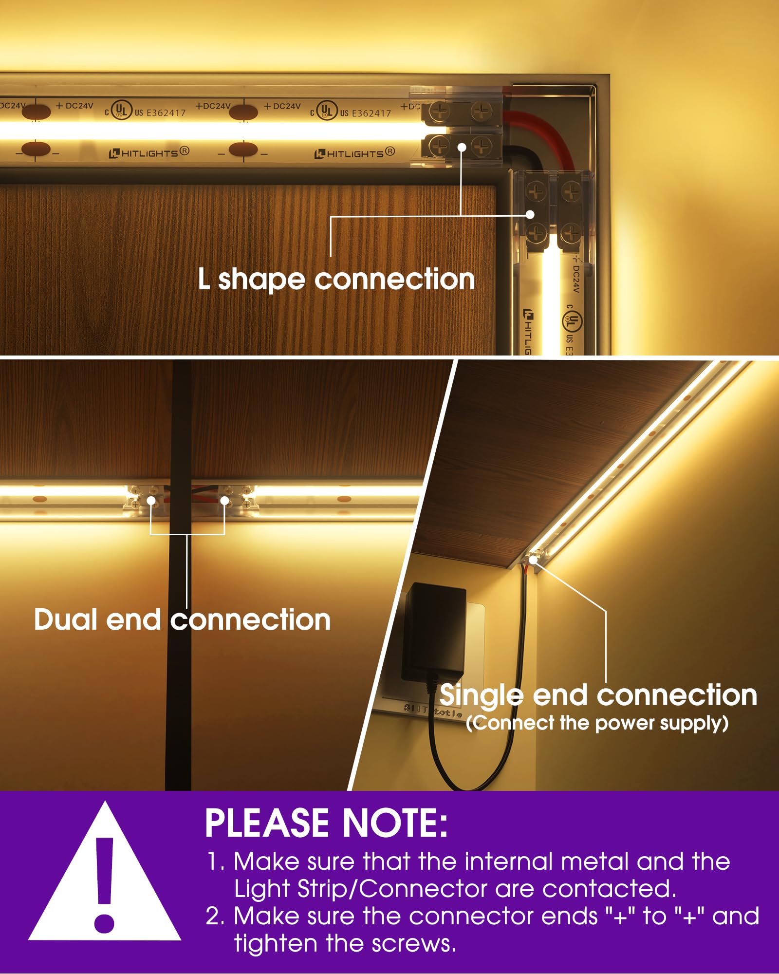 HitLights LED strip connector with screwdriver included for secure installs.