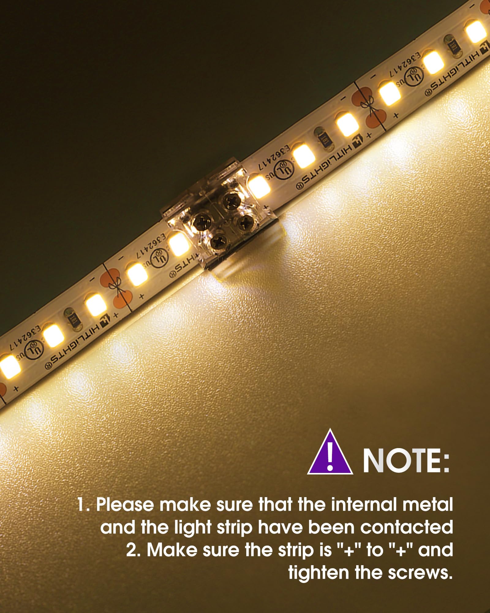 HitLights strip-to-strip connection for seamless lighting layouts