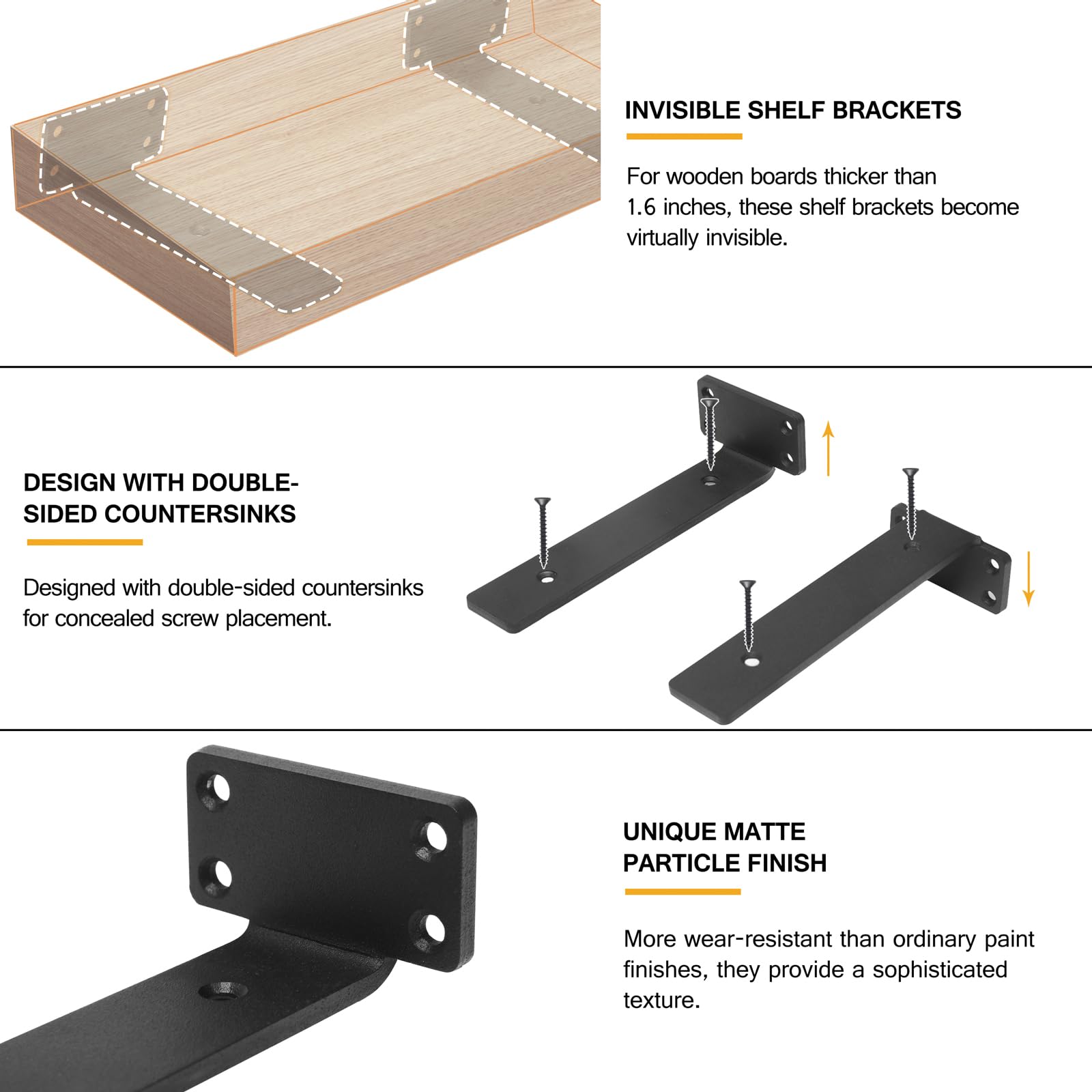 HITOMEN DIY wall-mounted shelf brackets ideal for kitchen, bath, and study
