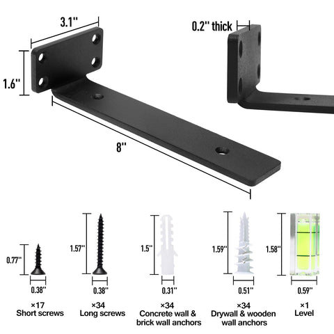 HITOMEN matte black brackets with rust-resistant finish for long-lasting shelves