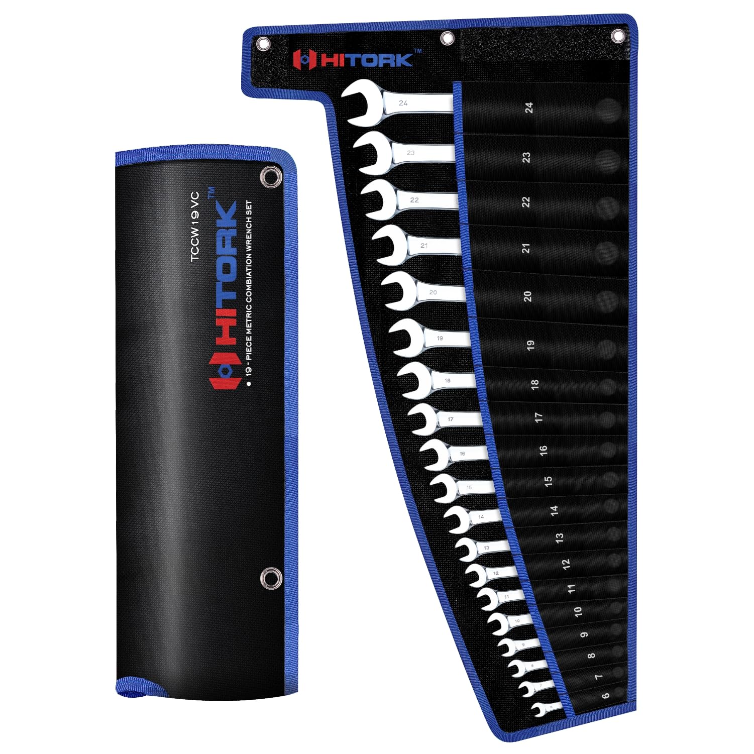 Hitork 19-piece metric wrench set with 6–24mm range for comprehensive home repairs.