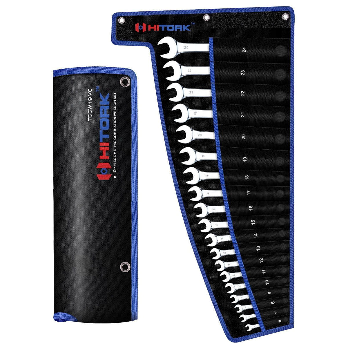 Hitork 19-piece metric wrench set with 6–24mm range for comprehensive home repairs.