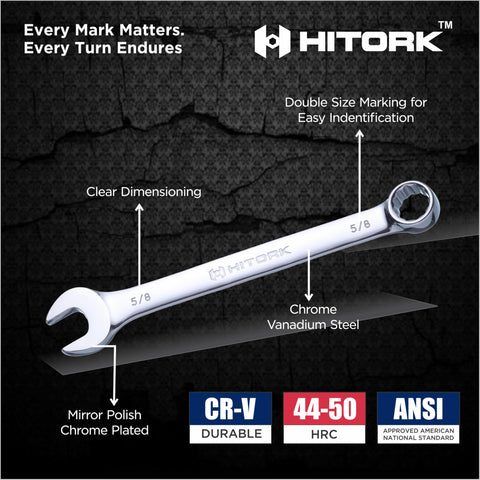 Hitork Cr-V steel construction delivers high torque and durability.