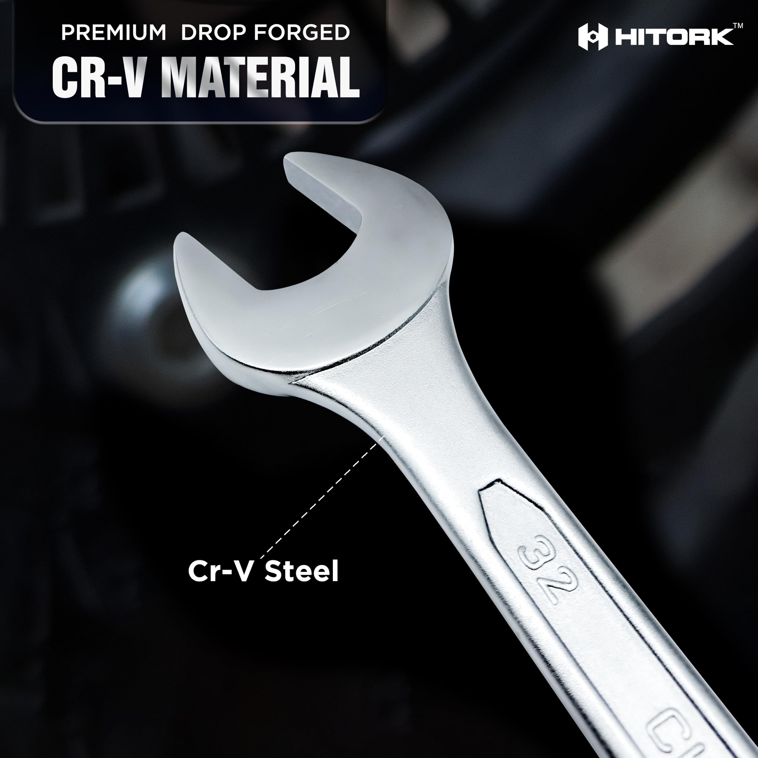 Hitork labeled roll-up pouch keeps wrenches organized and portable.