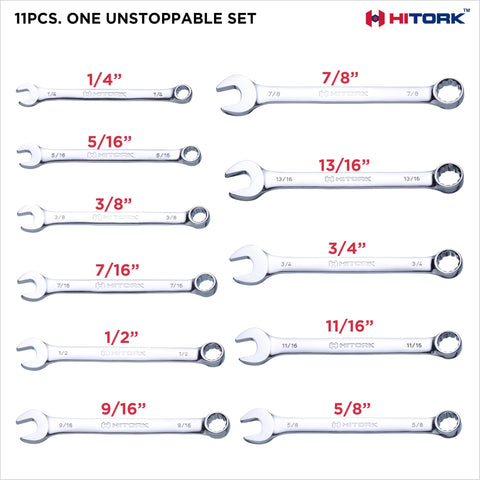 Hitork SAE wrench set with Cr-V steel construction for durable performance