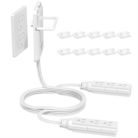 HITRENDS ultra-flat plug extension with six outlets for space-saving power access
