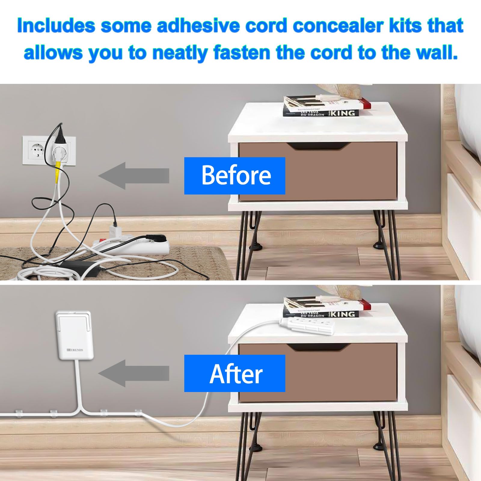 HITRENDS sleek white power strip blends with any room decor