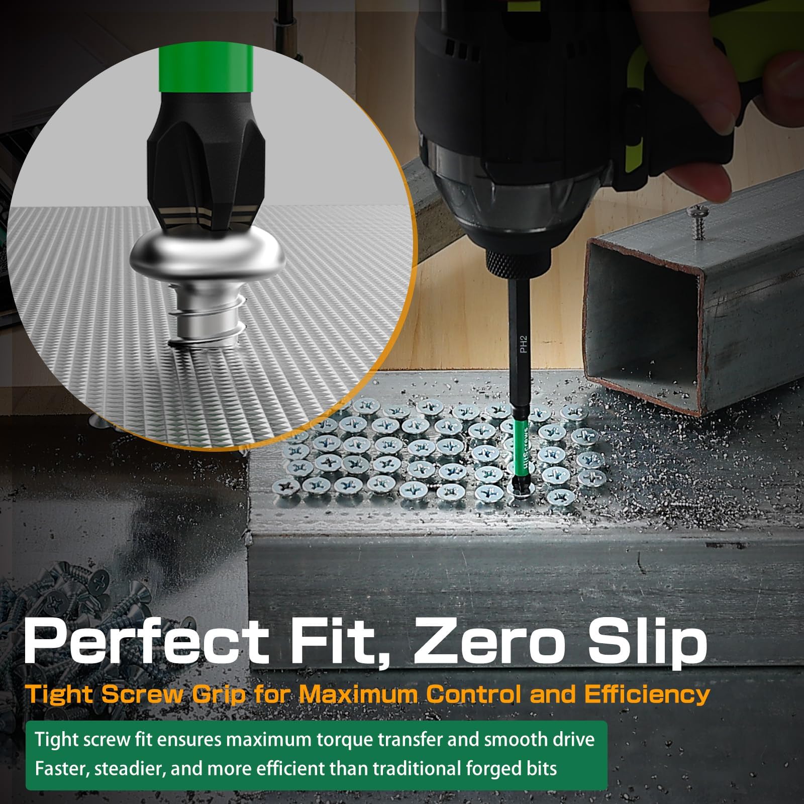 2-3/8 inch magnetic bit holder included for quick access.