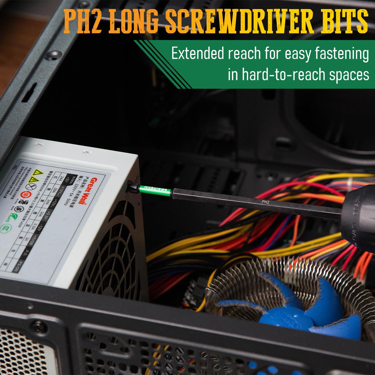 Hitscrews PH2 bit helps minimize cam-out under high torque