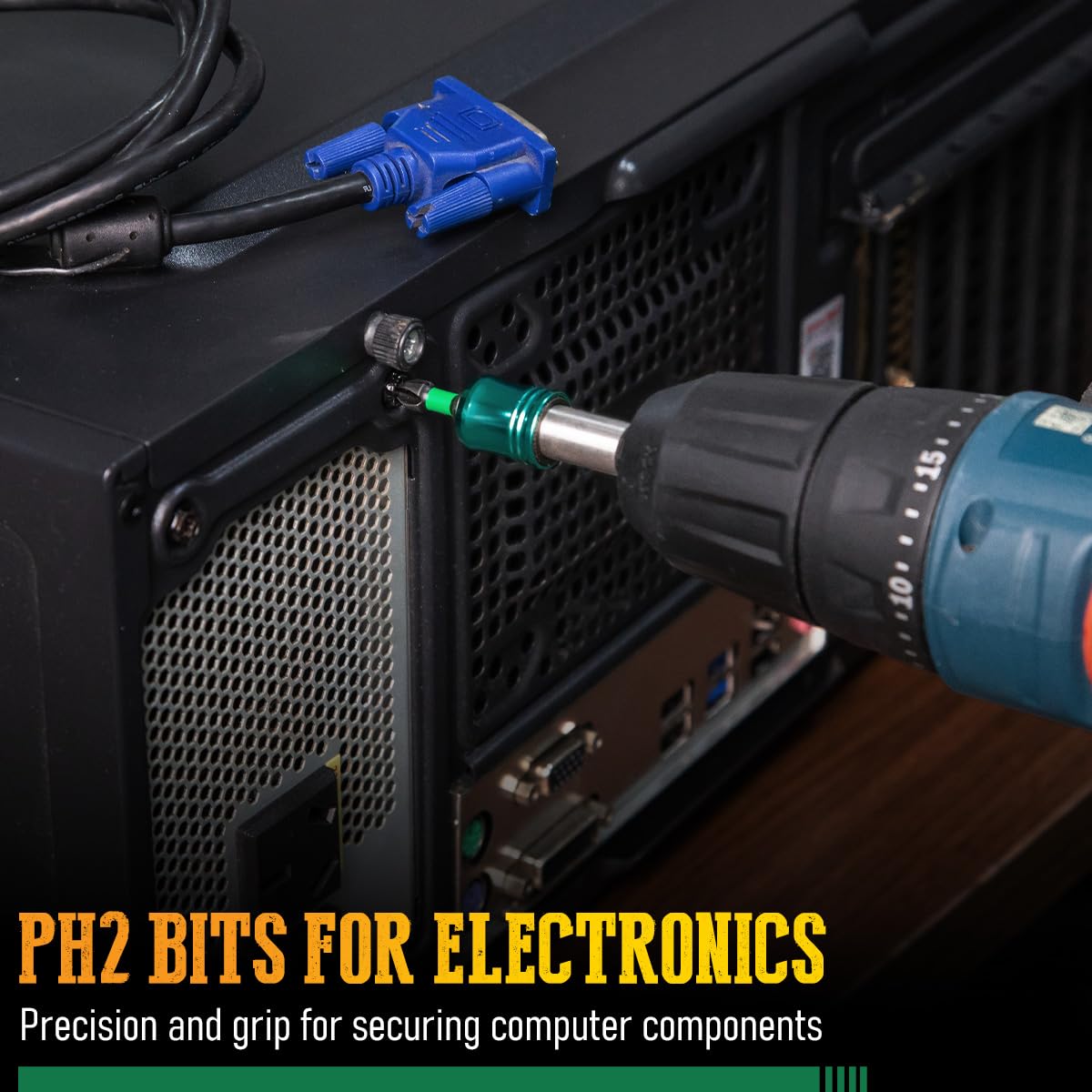 Hitscrews PH2 bit compatible with screw guns for fast fastening