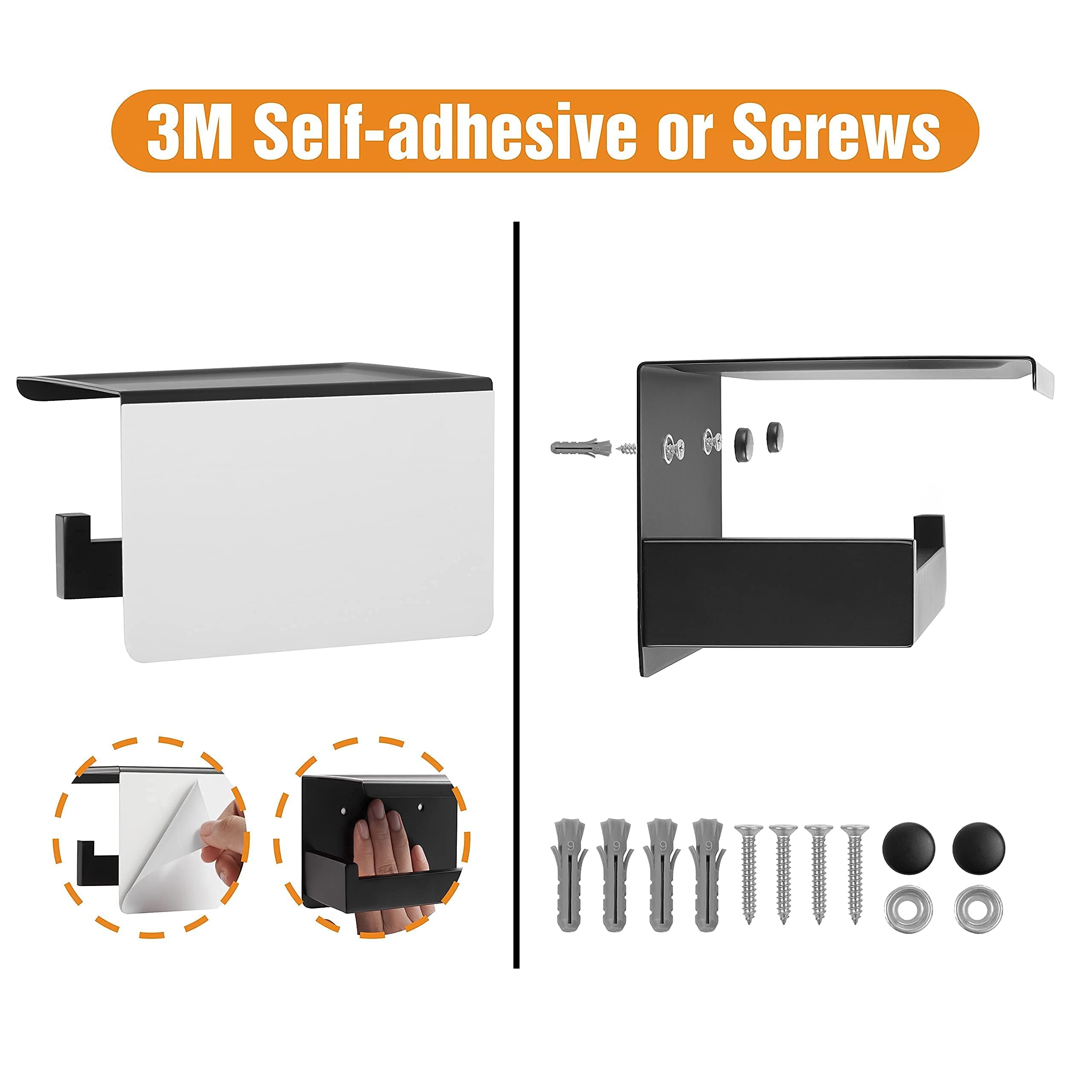 HITSLAM matte black side-mount toilet paper holder blends with contemporary bathrooms.