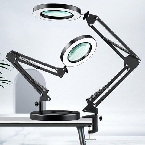 HITTI 10X magnifying glass with light and base for precise close-up inspection.