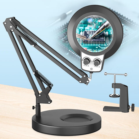 Hittti 12x magnifying glass with head rotation for steady close-up work.