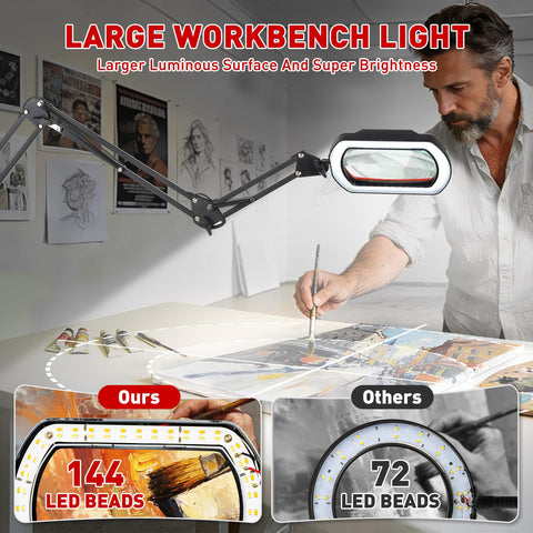 HITTI 144 LED magnifying lamp with bright, even illumination