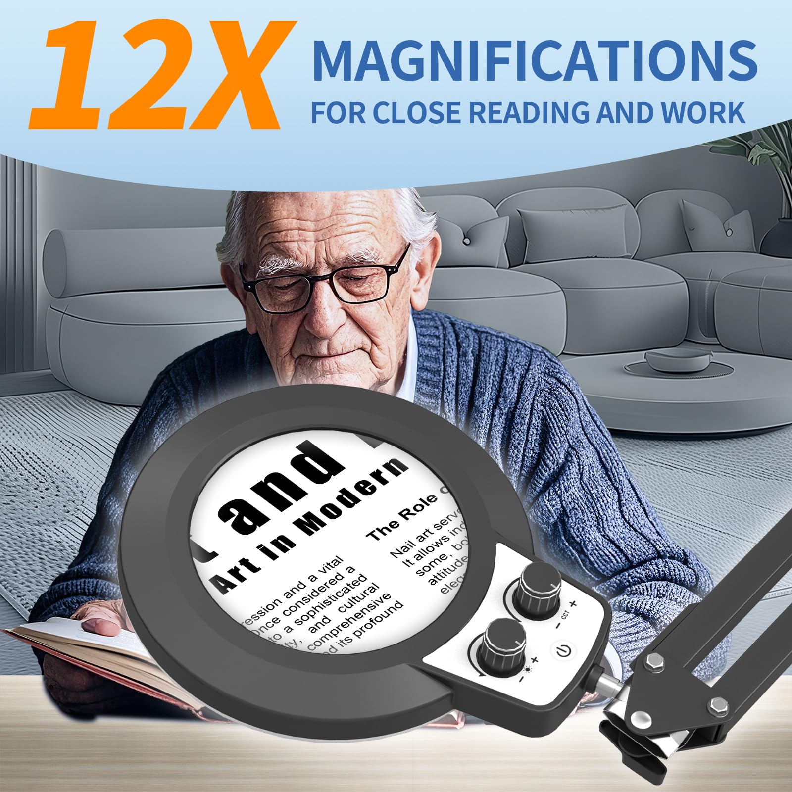 Hittti 360-degree rotating head magnifier lamp ensures stable orientation during detailed tasks