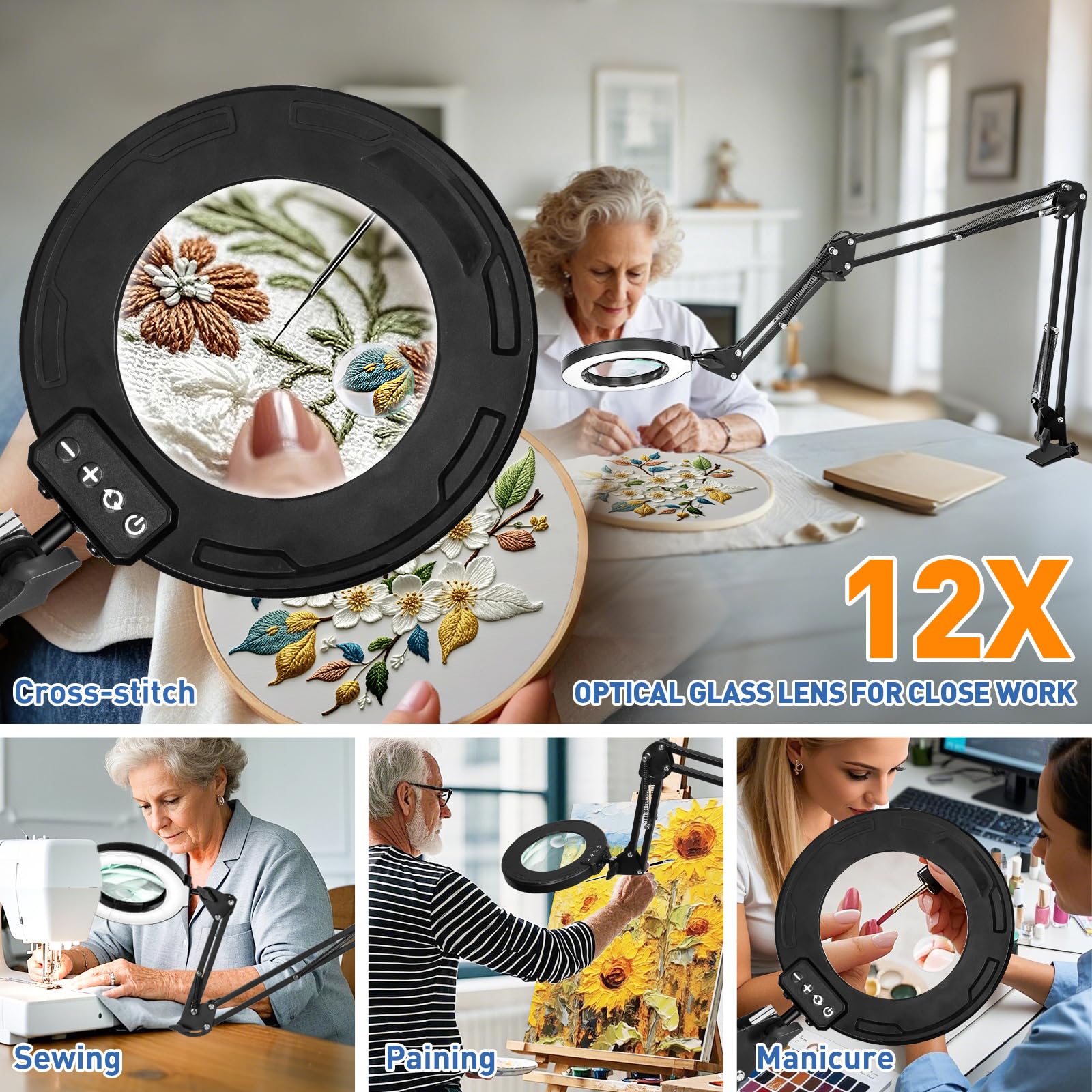 HITTI craft magnifier light ideal for crafts, reading, soldering, and small-detail hobbies